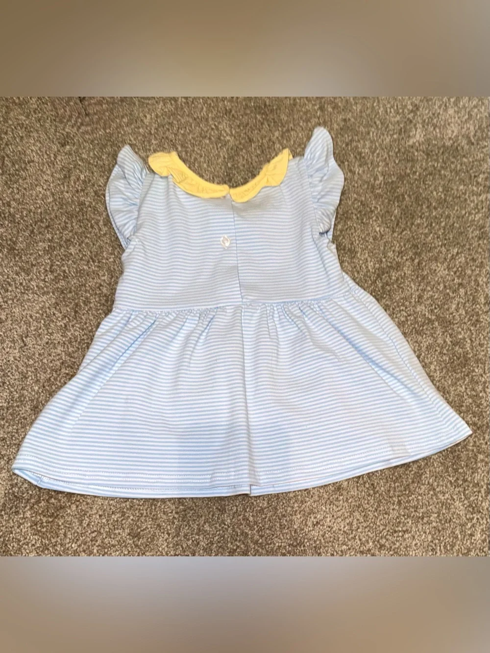 NWOT- Stitchy Fish Girls 3T Blue Stripe Yellow Ruffle Pocket Boutique Dress